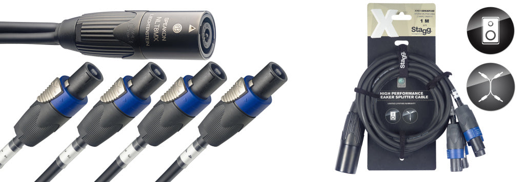Stagg XYC1-S8M4SF25D 21711X-Series SpeakON Splitter - 8-pin SpeakON M / 4x 4-pin SpeakON F - Fair Deal Music