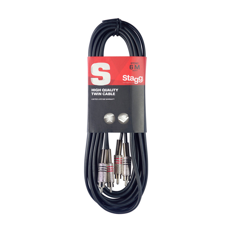 Stagg STC6C 6M/20FT TWIN CABLE RCAm-RCAm - Fair Deal Music