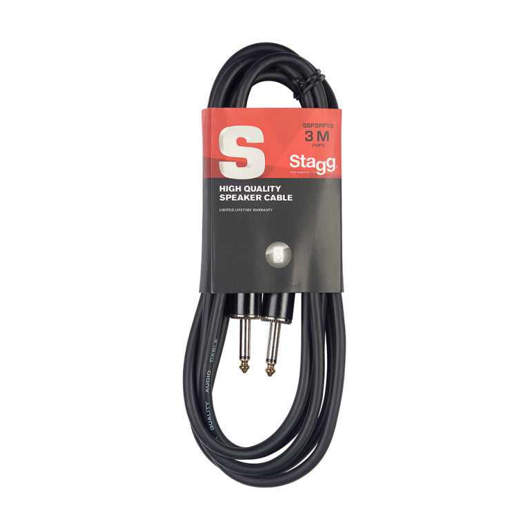 Stagg SSP3PP15 Speaker cable, jack/jack, 3 m (10") - Fair Deal Music