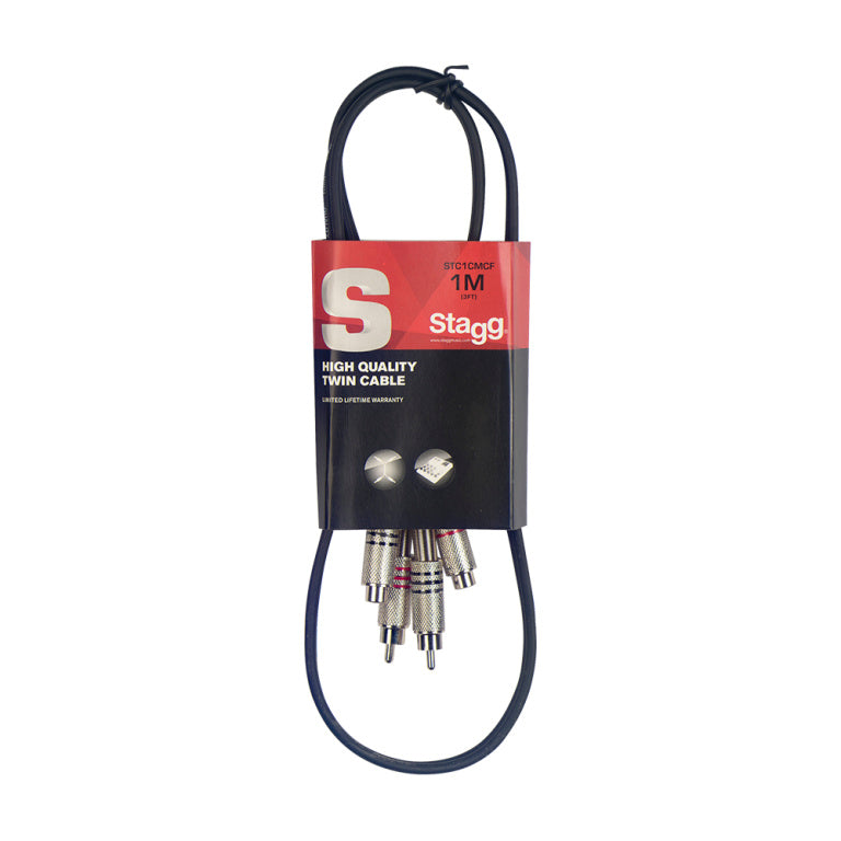 Stagg STC1CMCF 1M/3FT TWIN CABLE RCAm-RCAf - Fair Deal Music