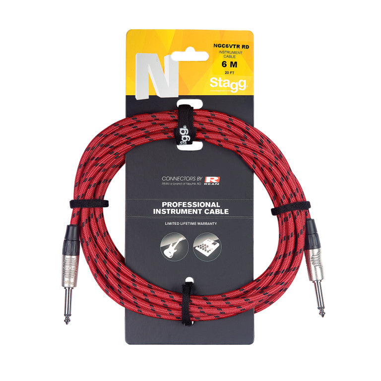 Stagg NGC6VTR RD 6M/20FT Vintweed Deluxe-Red - Fair Deal Music