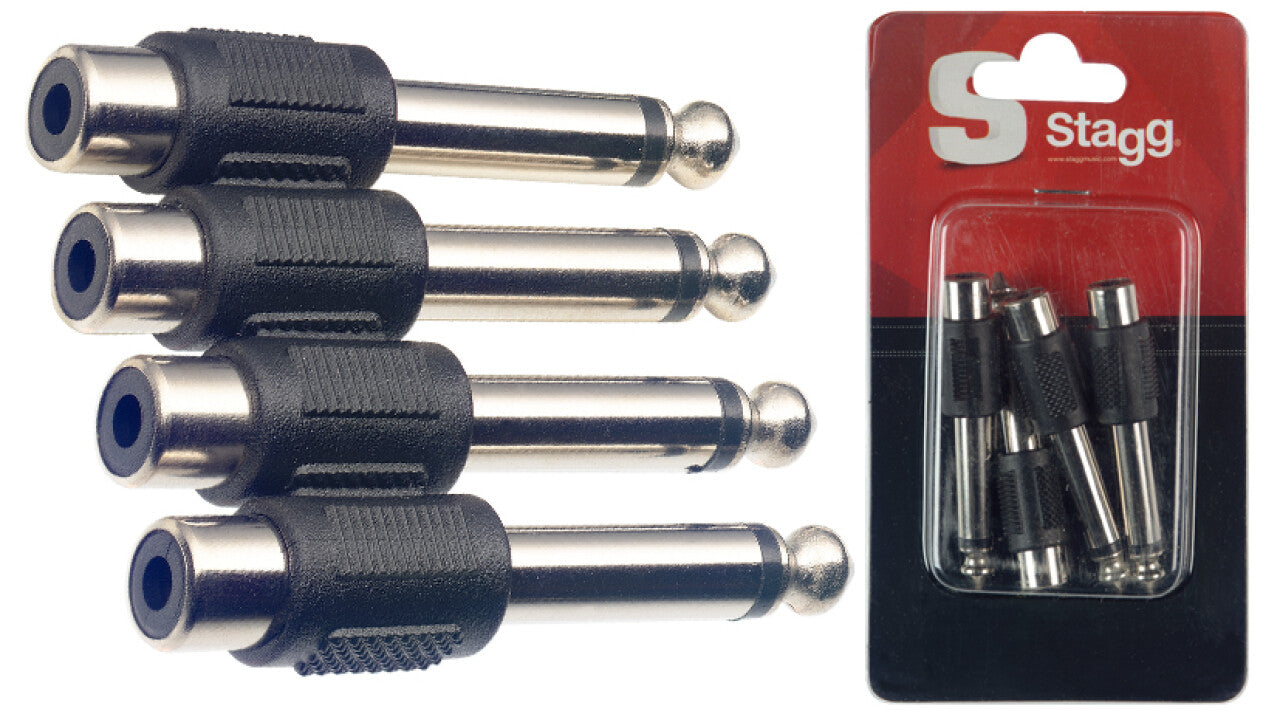 Stagg AC-PMCFH male phone-plug/female RCA adaptor (4 Pack) - Fair Deal Music