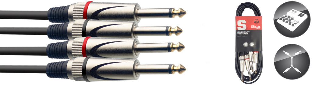 Stagg STC060P 60CM/2FT Twin Cable Plug-Plug - Fair Deal Music