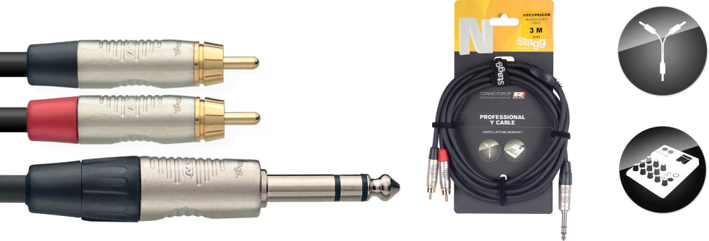 Stagg NYC3/PS2CMR 3M/10FT SPLIT ST.PLUG-2RCAm DL - Fair Deal Music