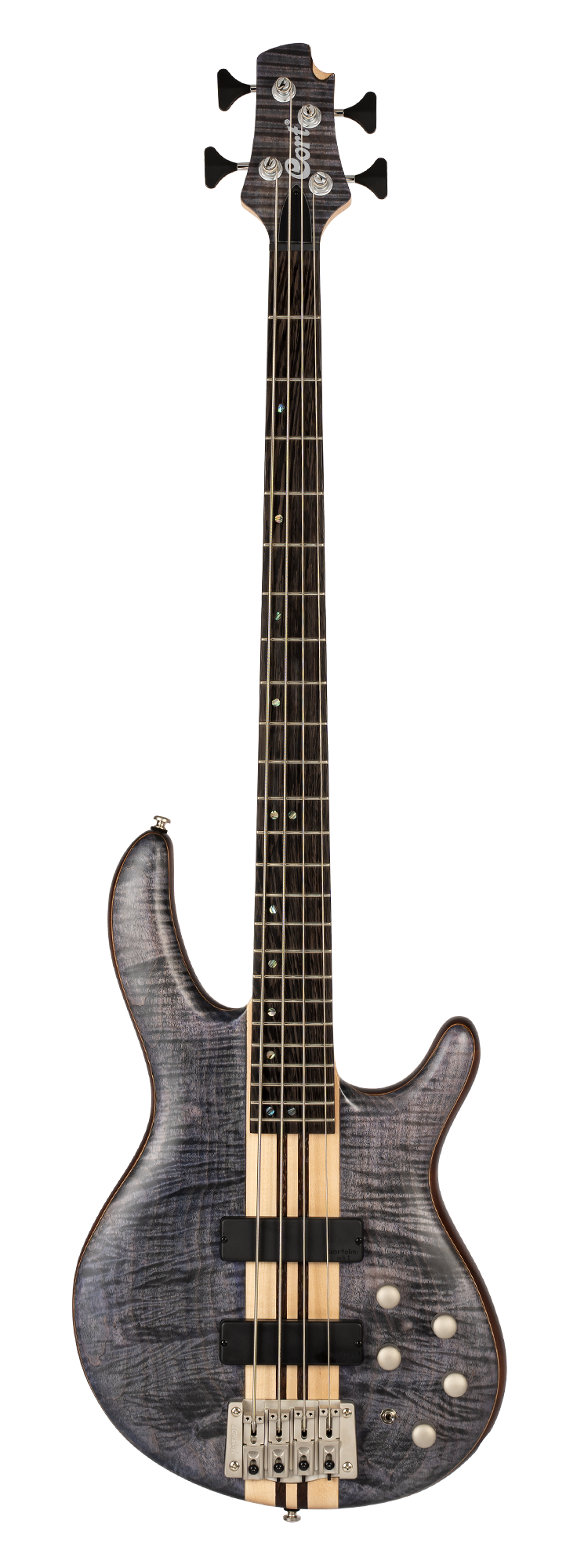 Cort A4 Plus FMMH Bass Guitar, Open Pore Blue Black - Fair Deal Music