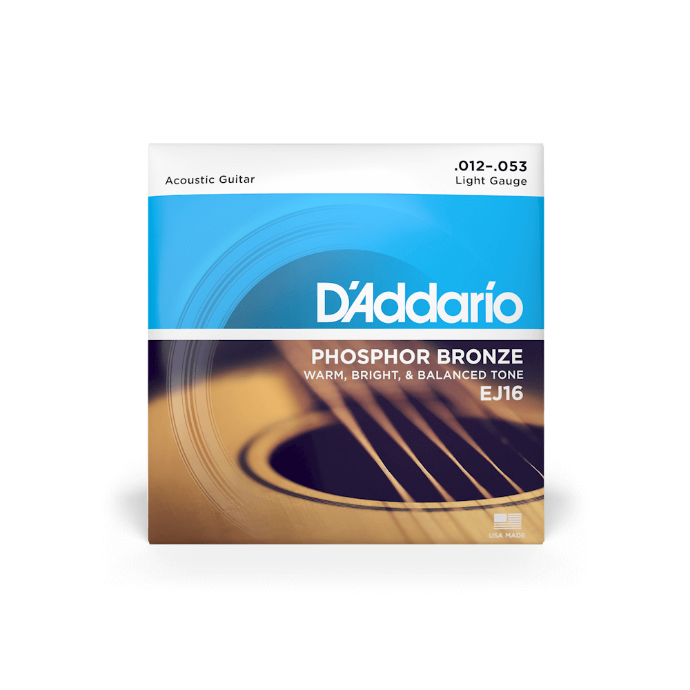 D'Addario EJ16 Phosphor Bronze Acoustic Guitar Strings, Light 12-53 - Fair Deal Music