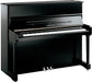 Yamaha P121  Upright Piano in Polished Ebony with Chrome Fittings - Fair Deal Music