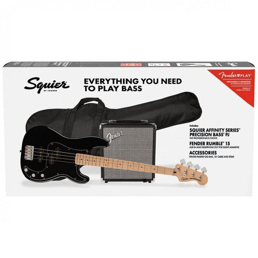 Squier Affinity P J Bass Pack with Fender Rumble 15 Amp - Black - Fair Deal Music