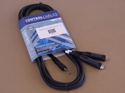 Control Cables 3.5mm Stereo Mini Jack to 2 x Mono 1/4" Sockets (3m / 10ft) - Fair Deal Music