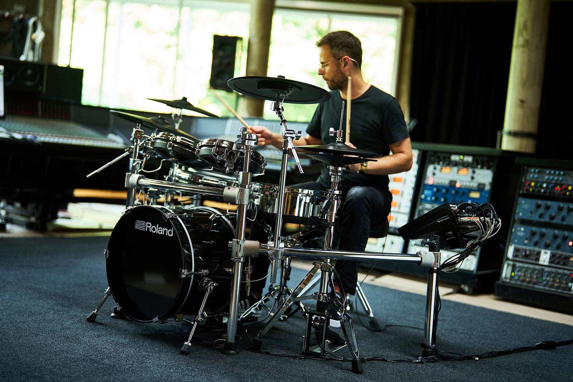 Roland TD716 Flagship V-Drums Electronic Drum Kit With V71 Module with Free Natal Single Kick Pedal - Fair Deal Music