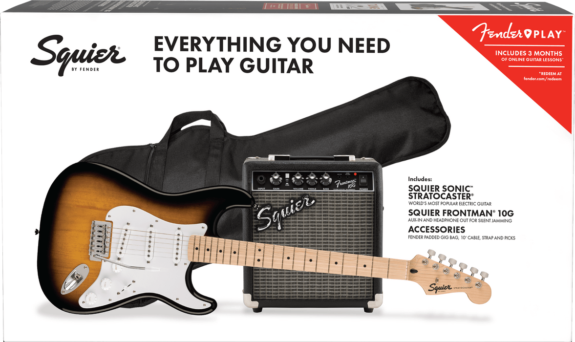Squier Sonic Stratocaster Sunburst Pack with Frontman 10g Amp and Gig Bag - Fair Deal Music