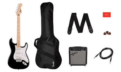 Squier Sonic Stratocaster Black Pack with Frontman 10g Amp and Gig Bag - Fair Deal Music