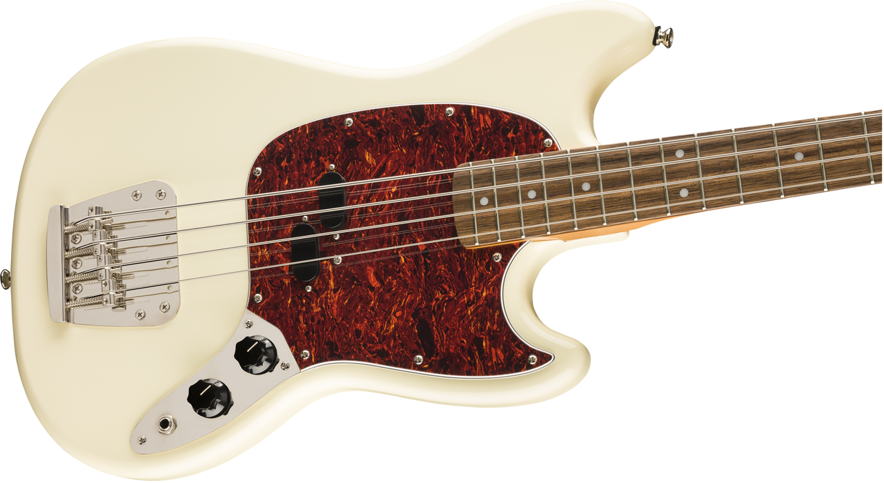 Squier Classic Vibe '60s Mustang® Bass, Laurel Fingerboard, Olympic White - Fair Deal Music