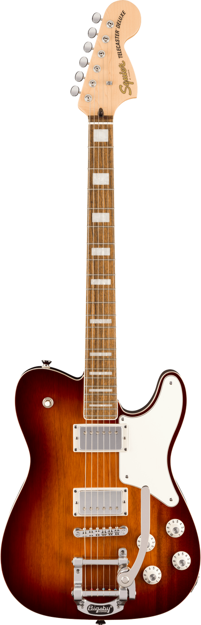 Squier Paranormal Troublemaker Telecaster® Deluxe Bigsby®, Laurel Fingerboard, Parchment Pickguard, Honey Sunburst - Fair Deal Music