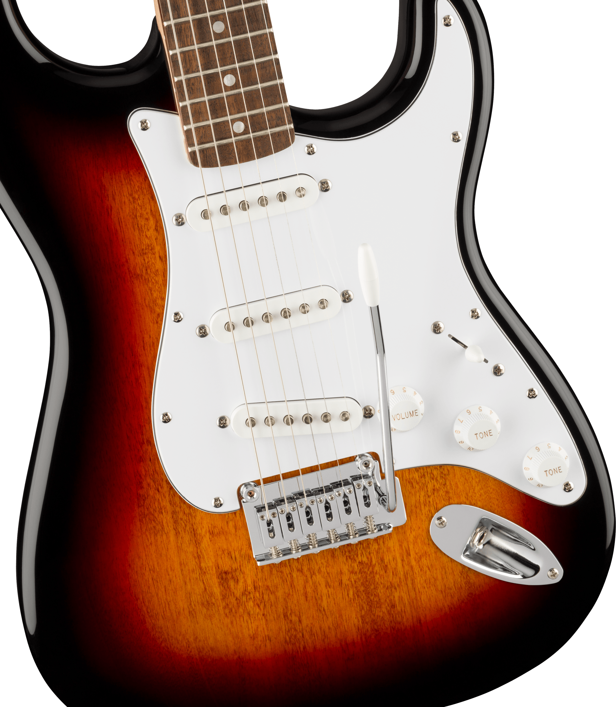 Squier Affinity Series® Stratocaster®, Laurel Fingerboard, White Pickguard, 3-Color Sunburst - Fair Deal Music