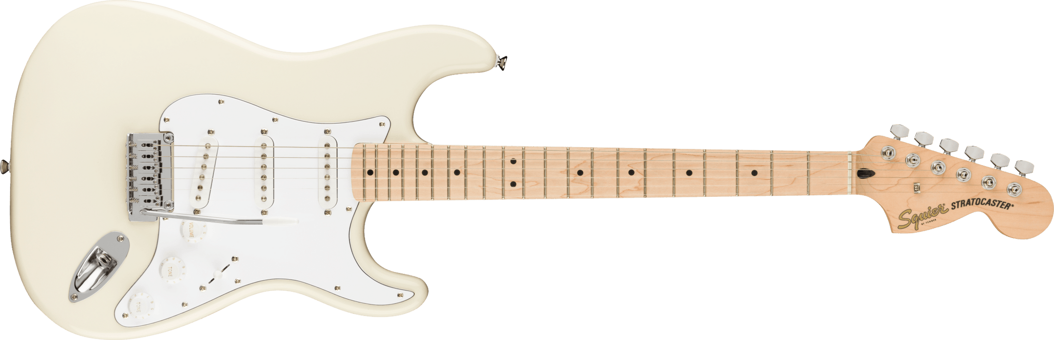 Squier Affinity Series® Stratocaster®, Maple Fingerboard, White Pickguard, Olympic White - Fair Deal Music