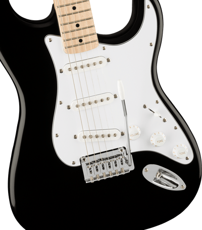 Squier Affinity Series® Stratocaster®, Maple Fingerboard, White Pickguard, Black - Fair Deal Music