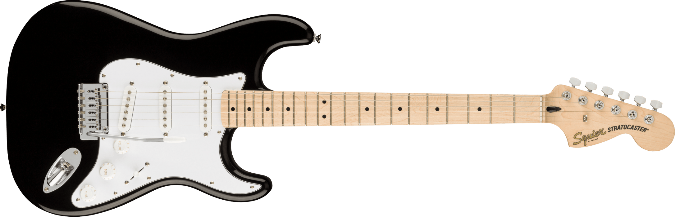 Squier Affinity Series® Stratocaster®, Maple Fingerboard, White Pickguard, Black - Fair Deal Music