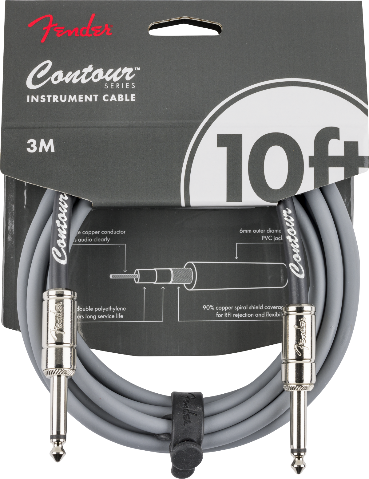 Fender Contour Series Instrument Cable, 10ft Inca Silver - Fair Deal Music