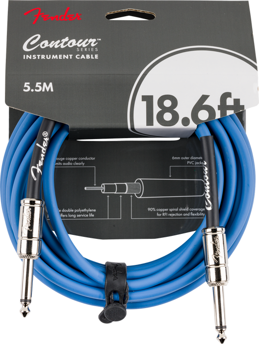 Fender Contour Series Instrument Cable, 18.6ft Lake Placid Blue - Fair Deal Music