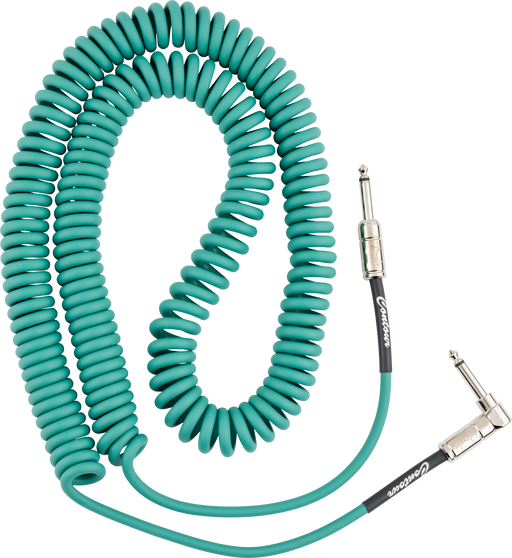 Fender Contour Series Coiled Instrument Cable, 30ft Sherwood Green - Fair Deal Music