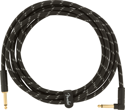 Fender Deluxe Series 10' Instrument Cable, Straight / Angled, Black Tweed - Fair Deal Music
