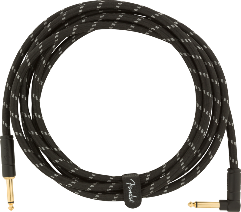 Fender Deluxe Series 10' Instrument Cable, Straight / Angled, Black Tweed - Fair Deal Music