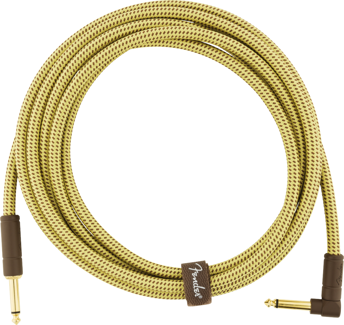 Fender Deluxe Series 15' Instrument Cable, Straight / Angled, Tweed - Fair Deal Music