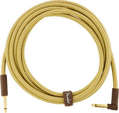 Fender Deluxe Series 15' Instrument Cable, Straight / Angled, Tweed - Fair Deal Music