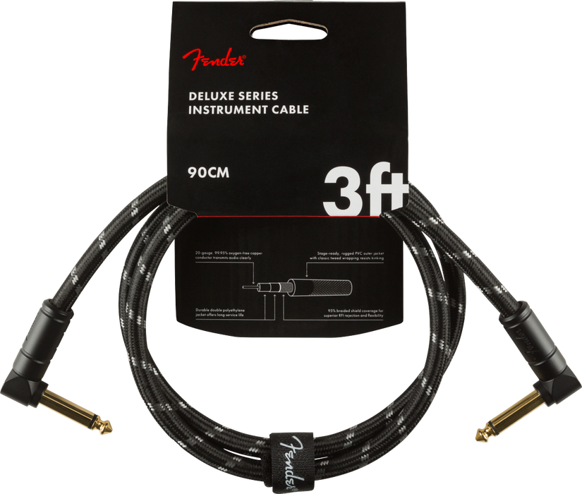 Fender Deluxe Series Instrument Cable 3' in Black - Fair Deal Music