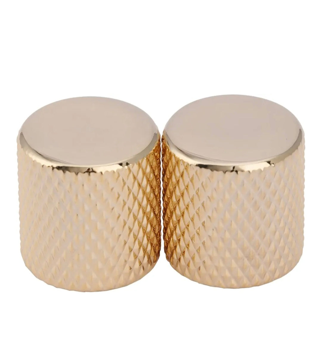 Musiclily Pro Metric Size Steel Flat Top Tele Barrel Knobs for Import Fender Telecaster Electric Guitar/Precision Bass, Gold (Set of 2) - Fair Deal Music
