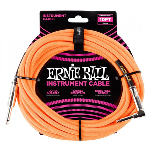 Ernie Ball Braided Instrument Cable | 1/4" - Angled - 10' - Orange - Fair Deal Music