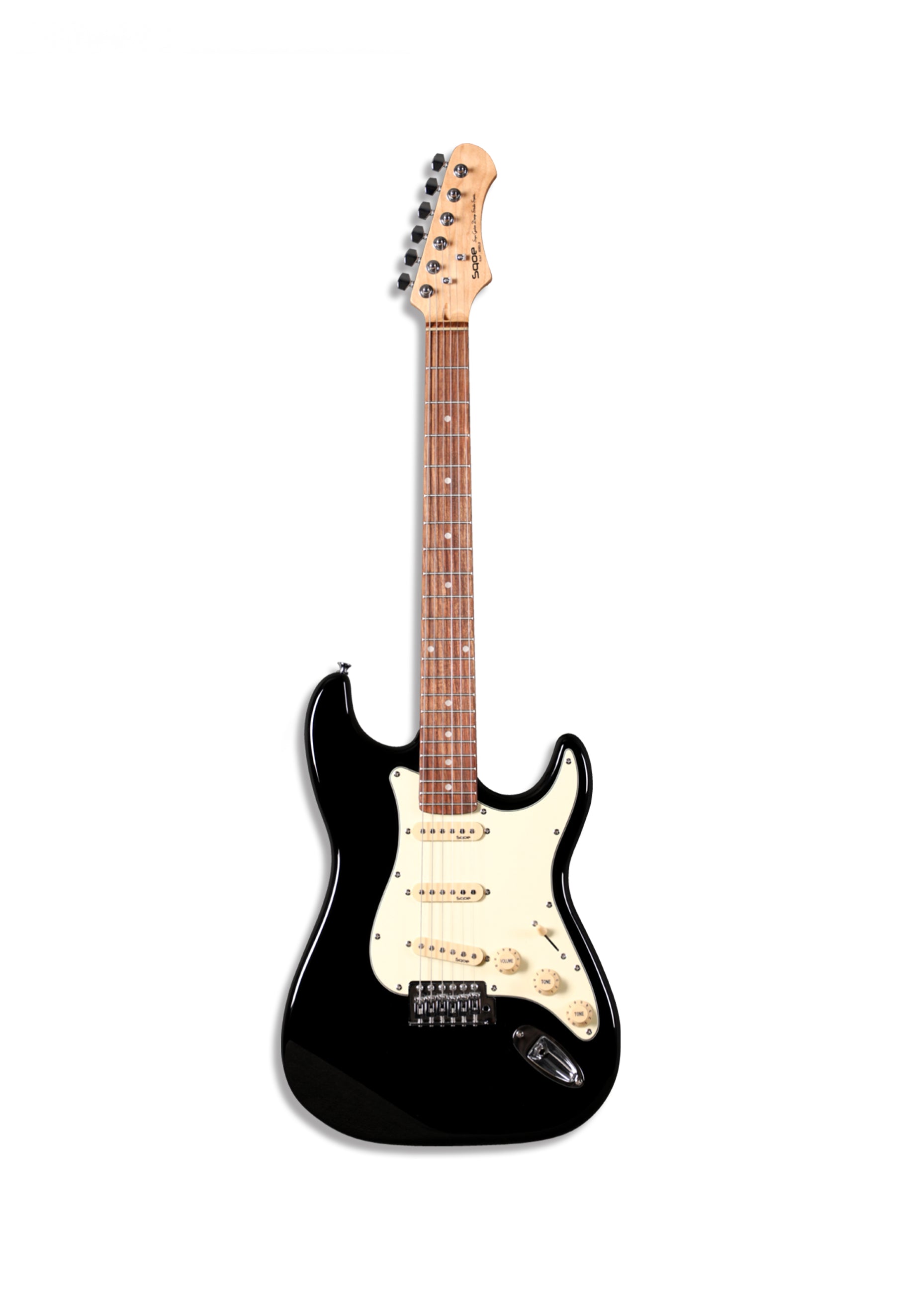 SQOE SEST200 SSS S-Style Electric Guitar Black - Fair Deal Music