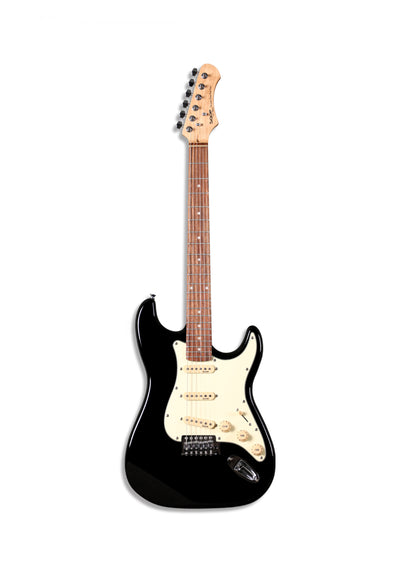 SQOE SEST200 SSS S-Style Electric Guitar Black - Fair Deal Music