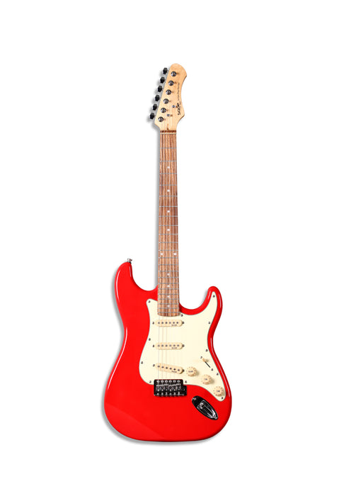 SQOE SEST200 SSS S-Style Electric Guitar Red - Fair Deal Music