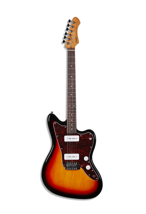 SQOE JM300 Offset-Style Electric Guitar with P90's in Sunburst - Fair Deal Music