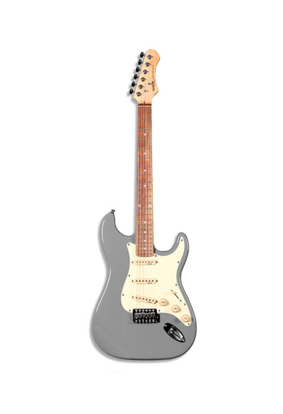 SQOE SEST200 SSS S-Style Electric Guitar Silver - Fair Deal Music