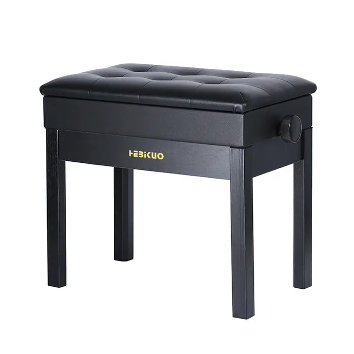 Adjustable Piano Bench with Storage in Satin Black - Fair Deal Music