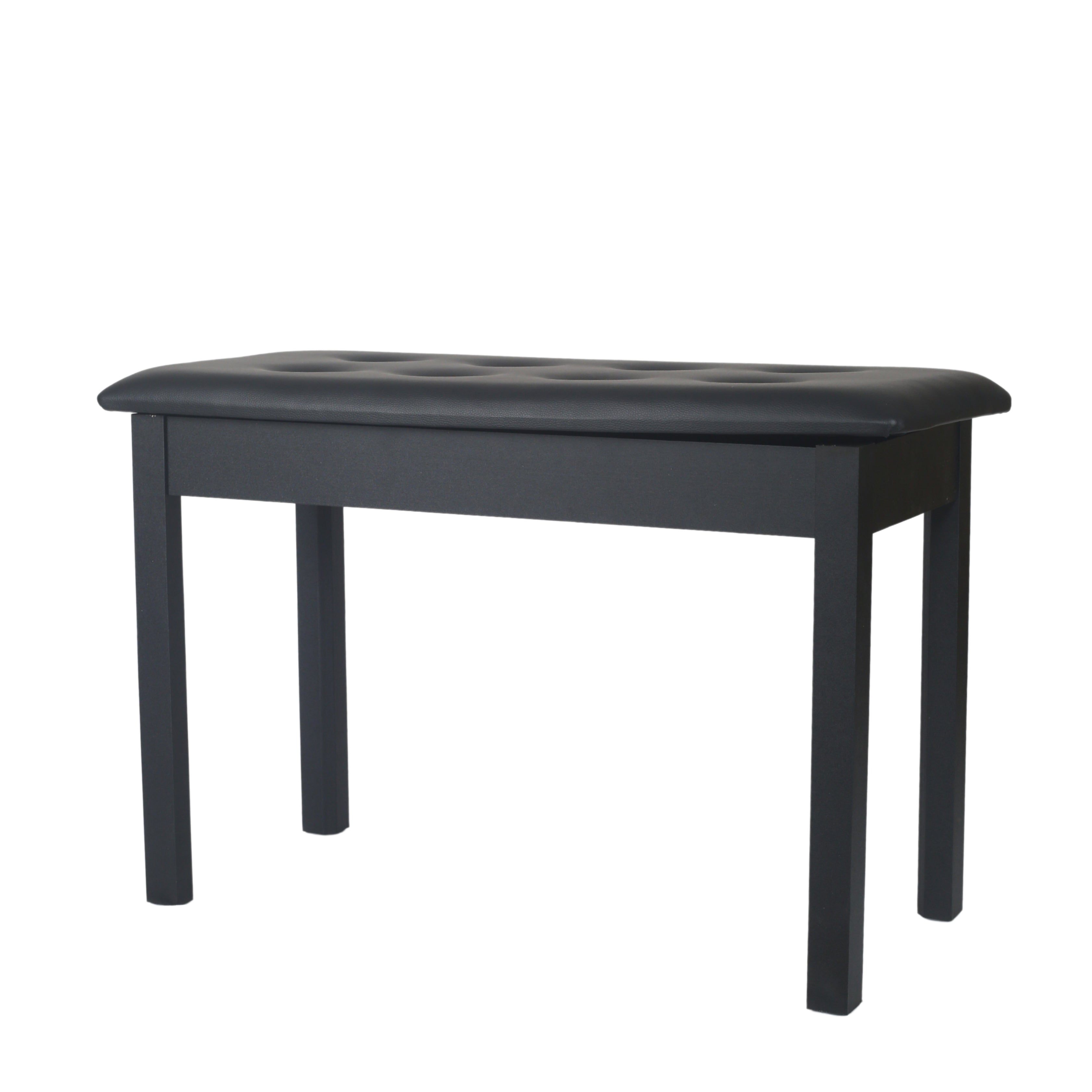 Duet Piano Bench with Storage and Buttoned Top in Satin Black - Fair Deal Music