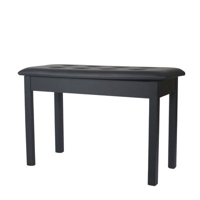 Duet Piano Bench with Storage and Buttoned Top in Satin Black - Fair Deal Music