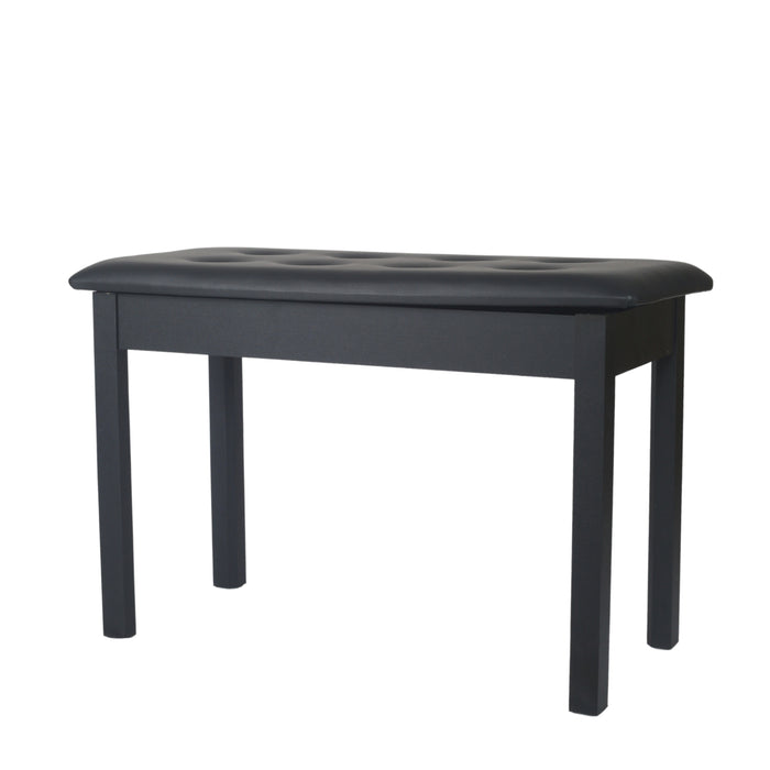 Duet Piano Bench with Storage and Buttoned Top in Satin Black - Fair Deal Music
