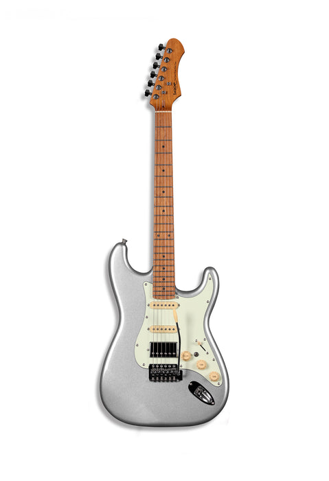 SQOE SEST600 HSS S-Style Electric Guitar Silver - Fair Deal Music