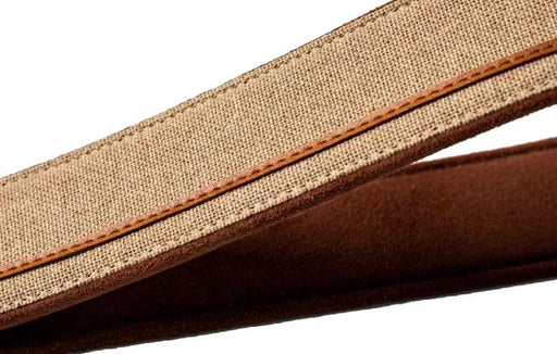Taylor Vegan Leather Strap Tan with Natural Textile 2.5 Inch Embossed Logo - Fair Deal Music