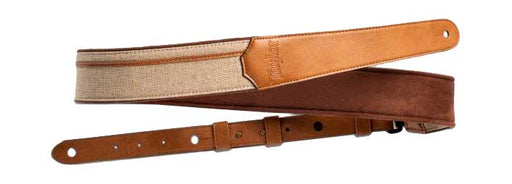 Taylor Vegan Leather Strap Tan with Natural Textile 2.5 Inch Embossed Logo - Fair Deal Music