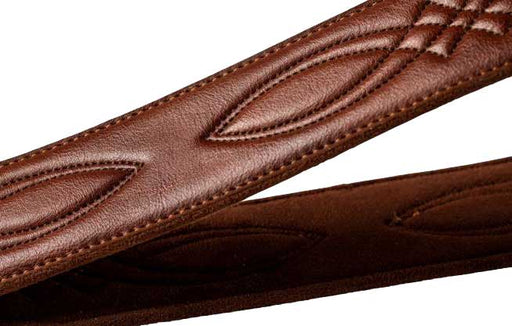 Taylor Vegan Leather Strap Medium Brown with Stitching 2 Inch Embossed Logo - Fair Deal Music