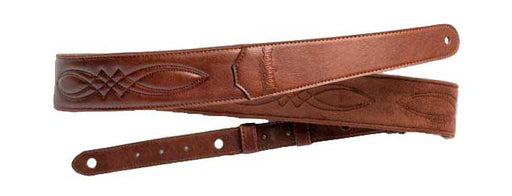 Taylor Vegan Leather Strap Medium Brown with Stitching 2 Inch Embossed Logo - Fair Deal Music