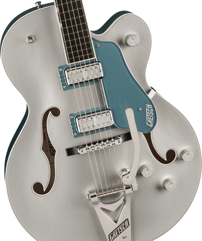 Gretsch G6118T-140 140th Double Platinum Anniversary with String-Thru Bigsby – Two-Tone Stone Platinum/Pure Platinum - Fair Deal Music