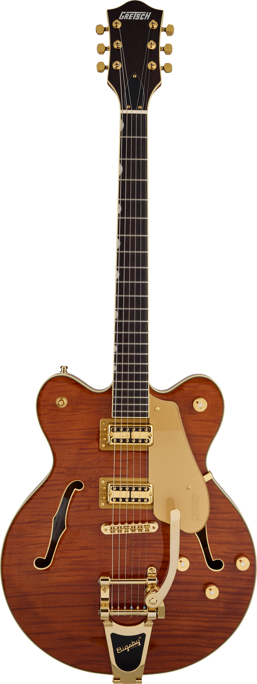 Gretsch Limited Edition Electromatic Flame Okoume Broadkaster Double-Cut with Bigsby, Roundup Orange - Fair Deal Music