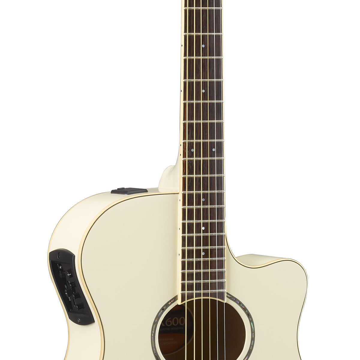 Yamaha APX600 Electro-Acoustic Guitar, Vintage White – A Strings