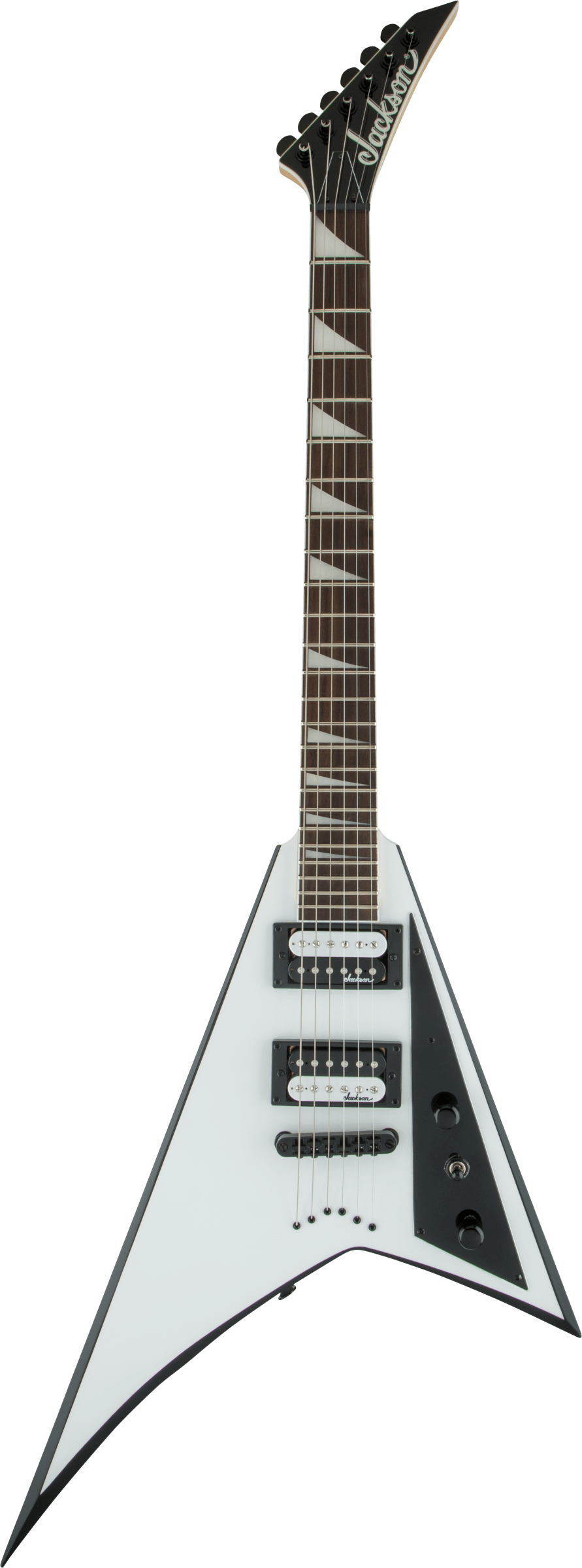 Jackson JS Series Rhoads JS32T, Amaranth Fingerboard, White with Black Bevels - Fair Deal Music